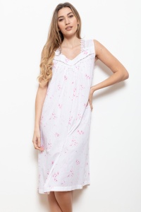Yasmina Cotton Lawn Flora Sleeveless Nightdress